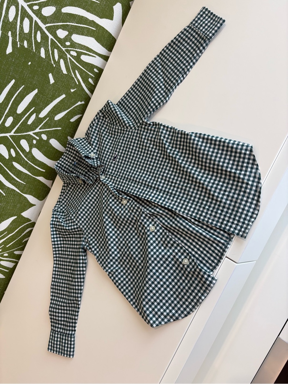 Vineyard Vines Green and White Gingham Button-Down Shirt